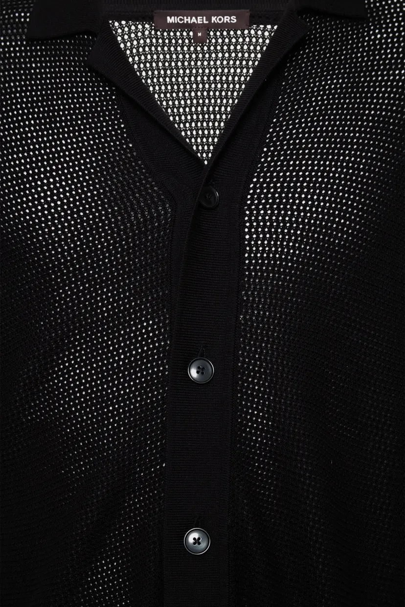 Чоловіча чорна сорочка CAMP COLLAR MESH SHIRT 3