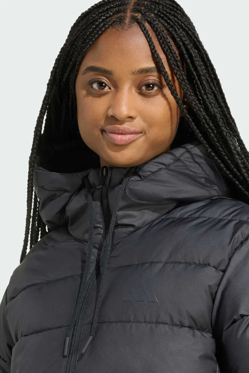Женская черная куртка Essentials CLIMAWARM 3-Stripes Synthetic Down Hooded 4