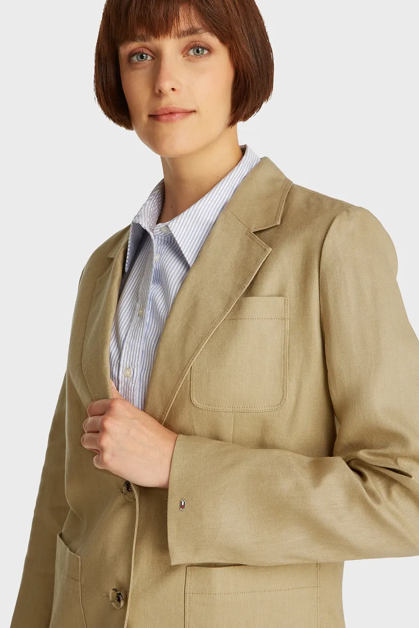 Жіночий бежевий лляний блейзер ESS LINEN REGULAR 4