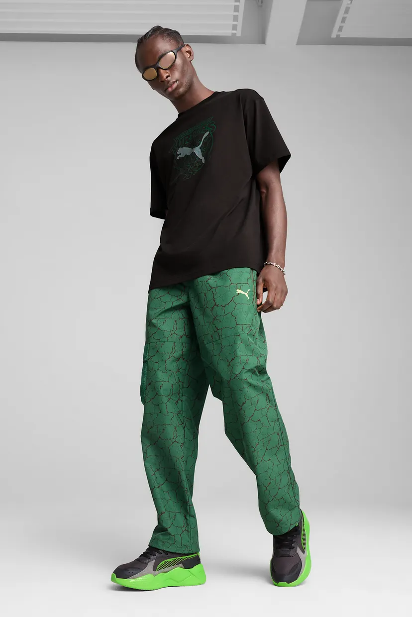 Мужские зеленые спортивные брюки с узором PUMA HOOPS x TMNT