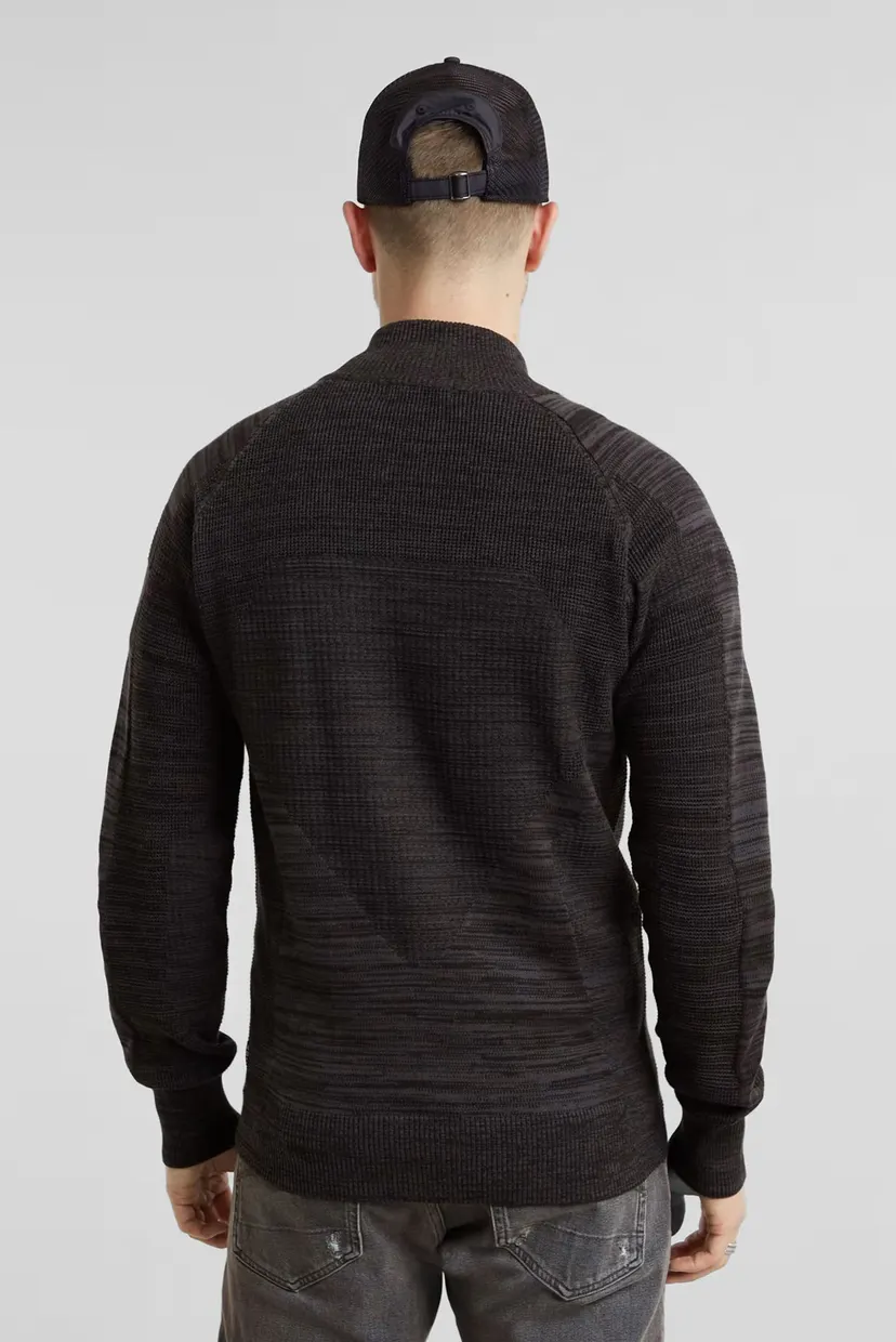 Мужской черный кардиган 3D biker zip through knit 3