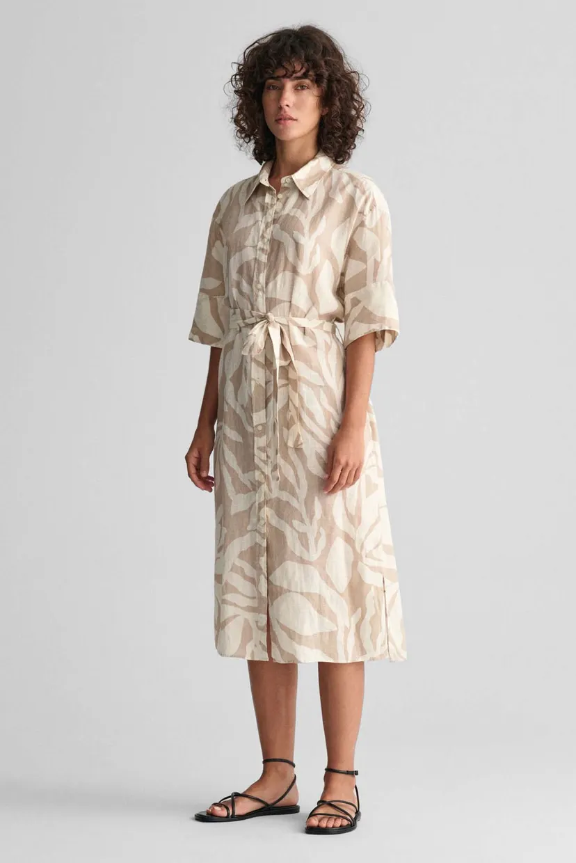 Жіноча бежева лляна сукня з візерунком REL PALM PRINT LINEN 3