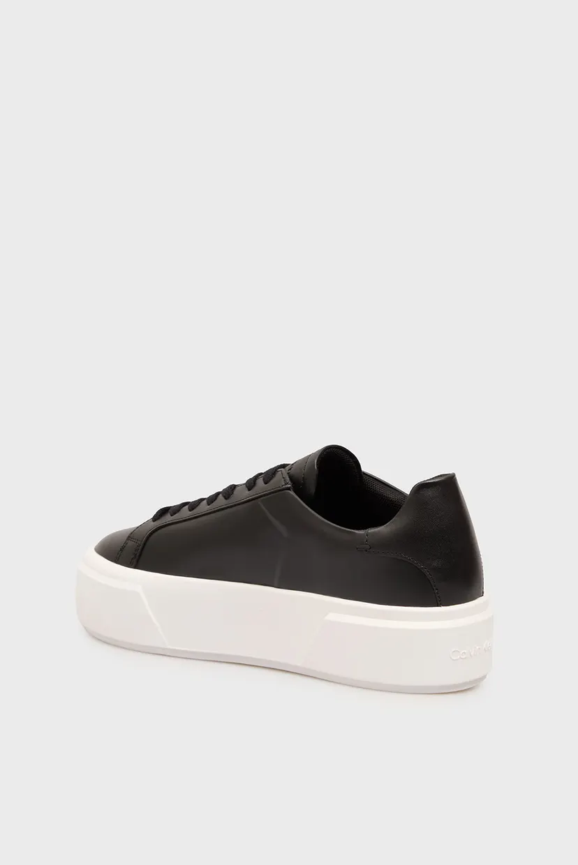 Жіночі чорні шкіряні снікерси FLATFORM LACE UP 5