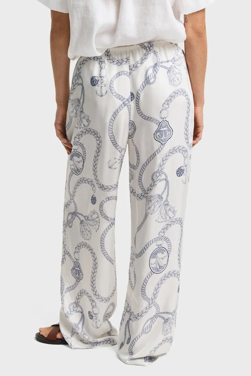 Жіночі білі брюки з візерунком REL SAILING PRINT DRAWSTRING PANTS 3