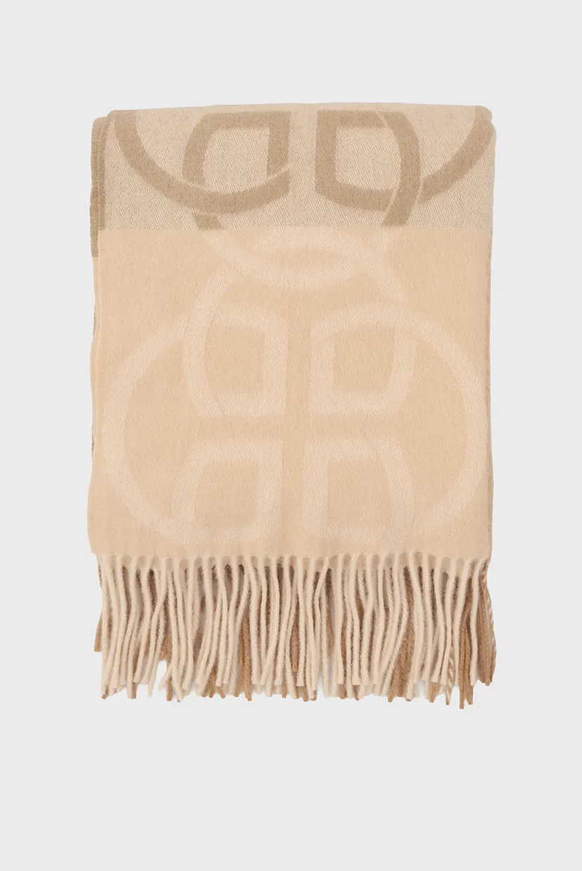 Жіночий бежевий вовняний шарф MONOGRAM WOOL SCARFF 3