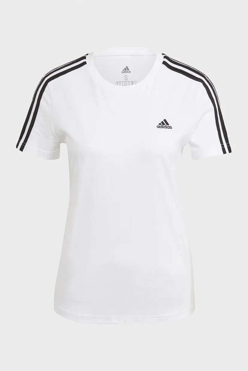 Женская белая футболка Essentials Slim 3-Stripes 6