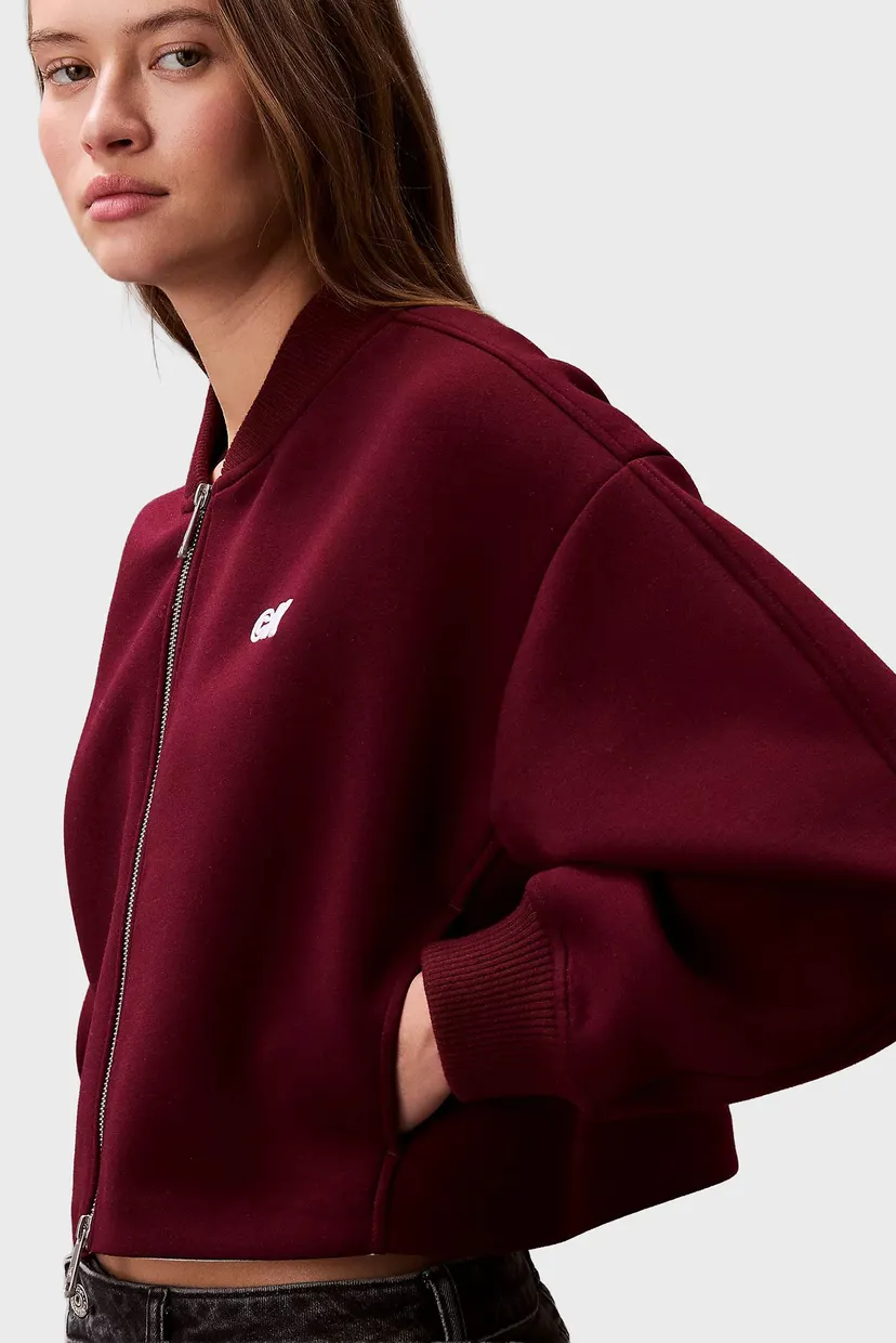 Женский бордовый бомбер A- OVERSIZED SCUBA ZIP BOMBER JA 5