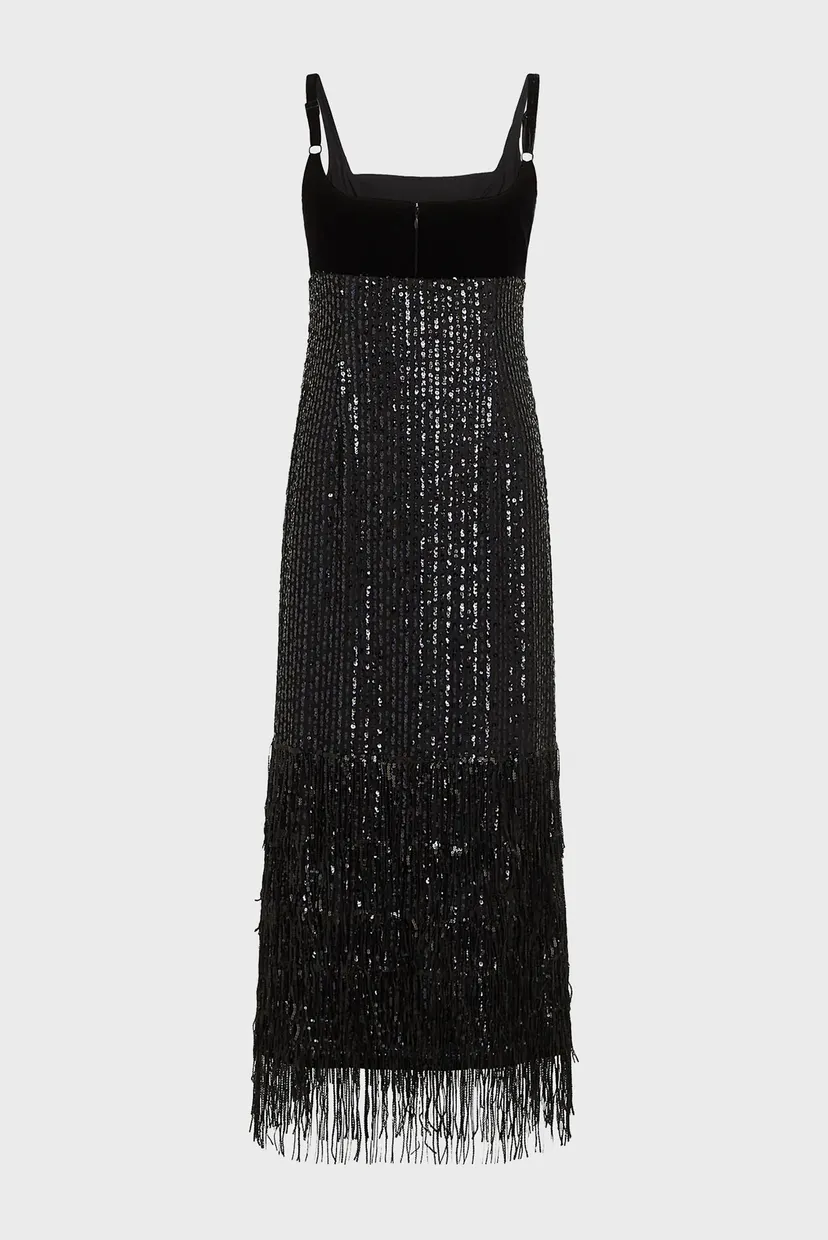 Жіноча чорна сукня sequins fringe 6