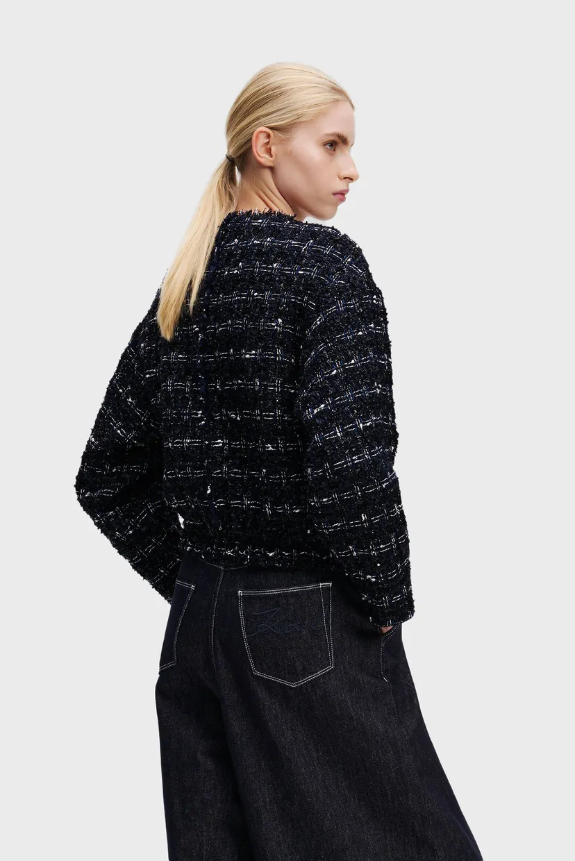Жіночий темно-синій твідовий жакет BOUCLE BOMBER JACKET 3