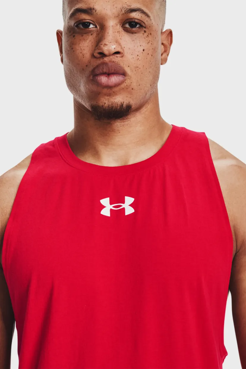 Мужская красная майка UA BASELINE COTTON TANK 4