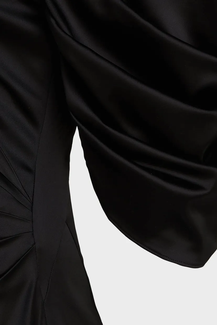 Жіноча чорна сукня VOLUMINOUS SLEEVE SATIN 5