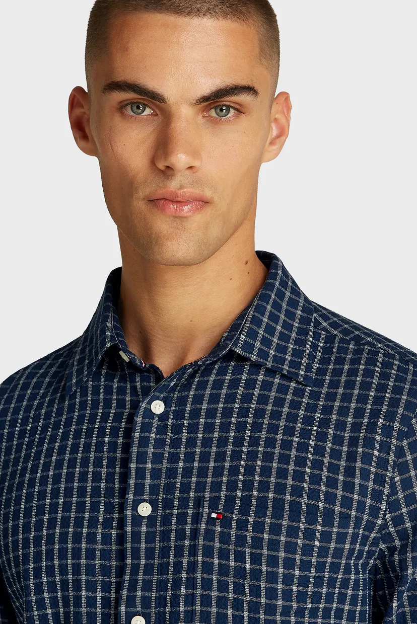 Чоловіча синя картата сорочка TEXTURED GRID CHECK RF SHIRT 4