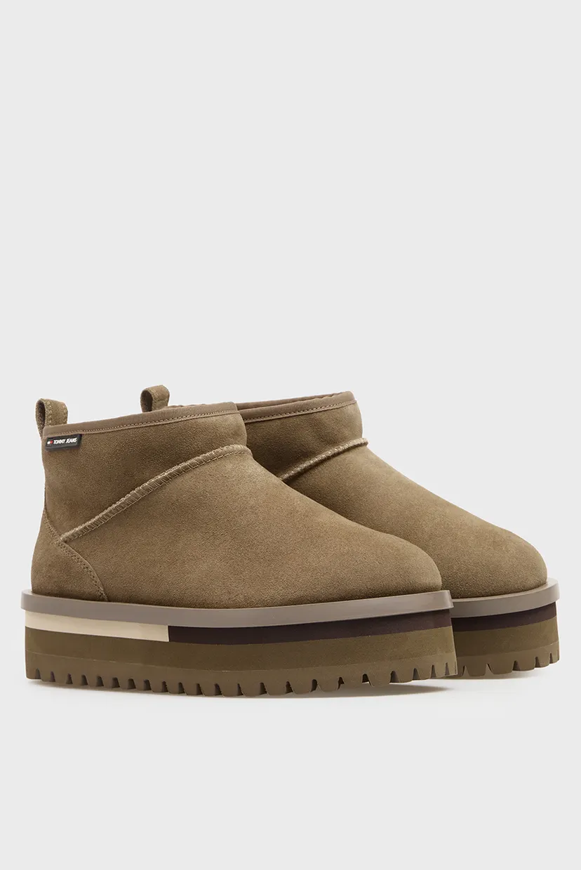 Женские оливковые замшевые угги SUEDE 3