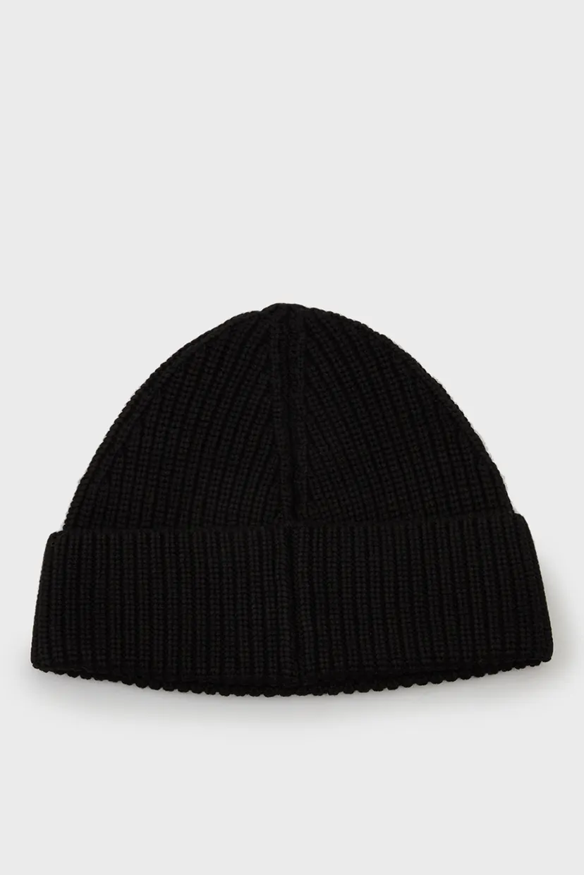 Мужская черная шапка COTTON RIBBED BEANIE 3