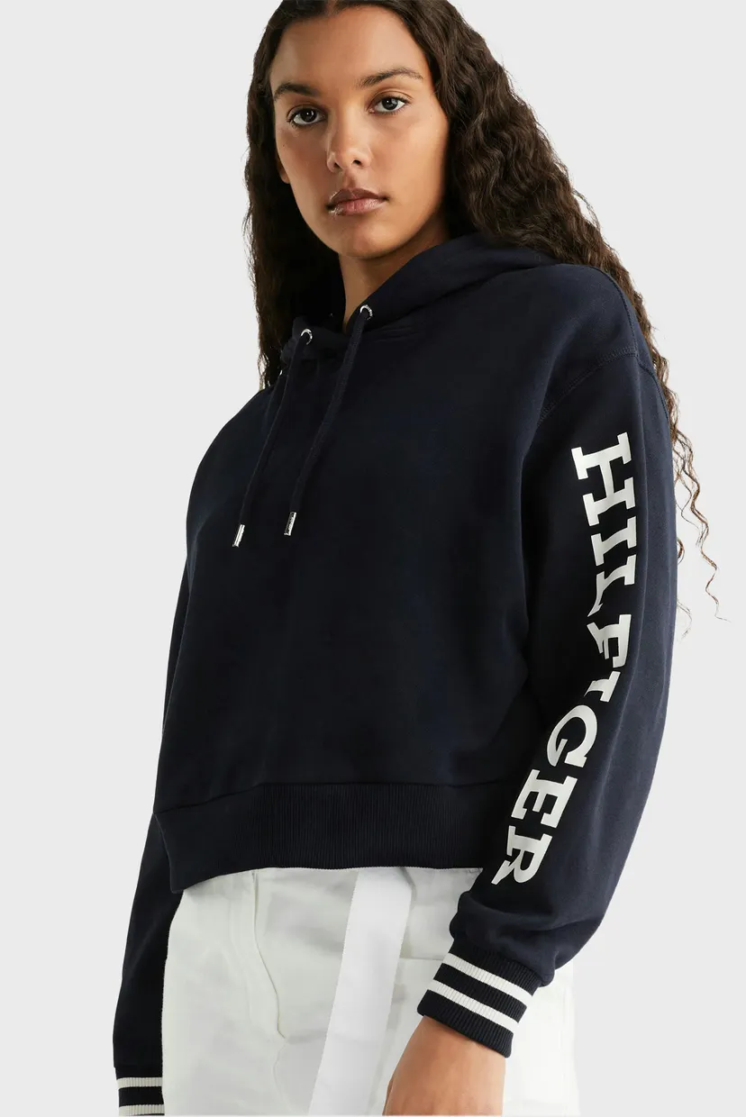Жіноче темно-синє худі REG MONOTYPE SLV CROP HOODIE 4