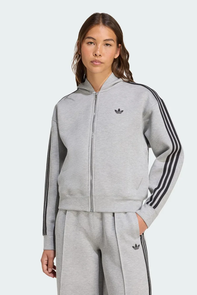 Женское серое худи Adicolor 3-Stripes Spacer Full-Zip adidas