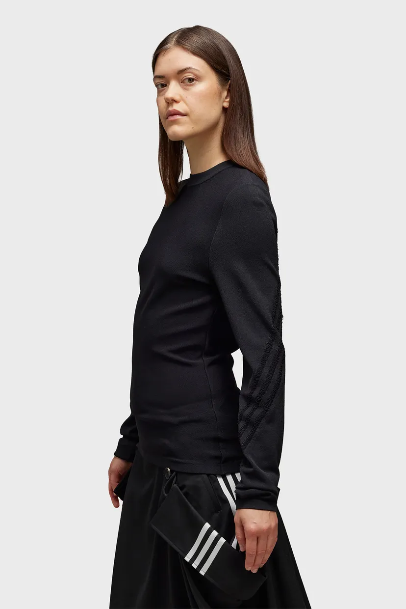 Жіночий чорний лонгслів Y-3 Fitted 3-Stripes 3