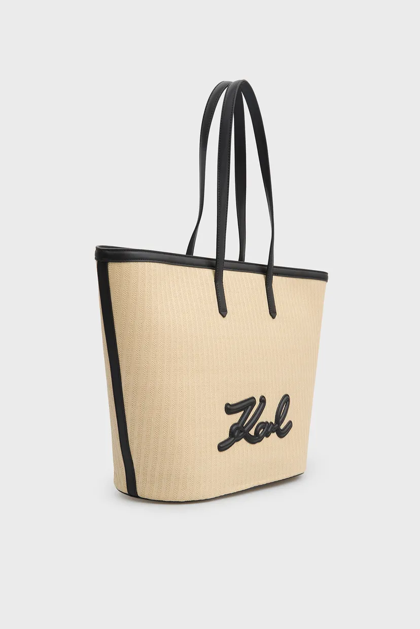 Женская бежевая сумка SIGNATURE RAFFIA MD TOTE 3