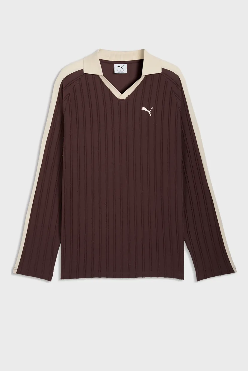 Чоловічий коричневий лонгслів T7 Relaxed Long Sleeve Polo Men 4