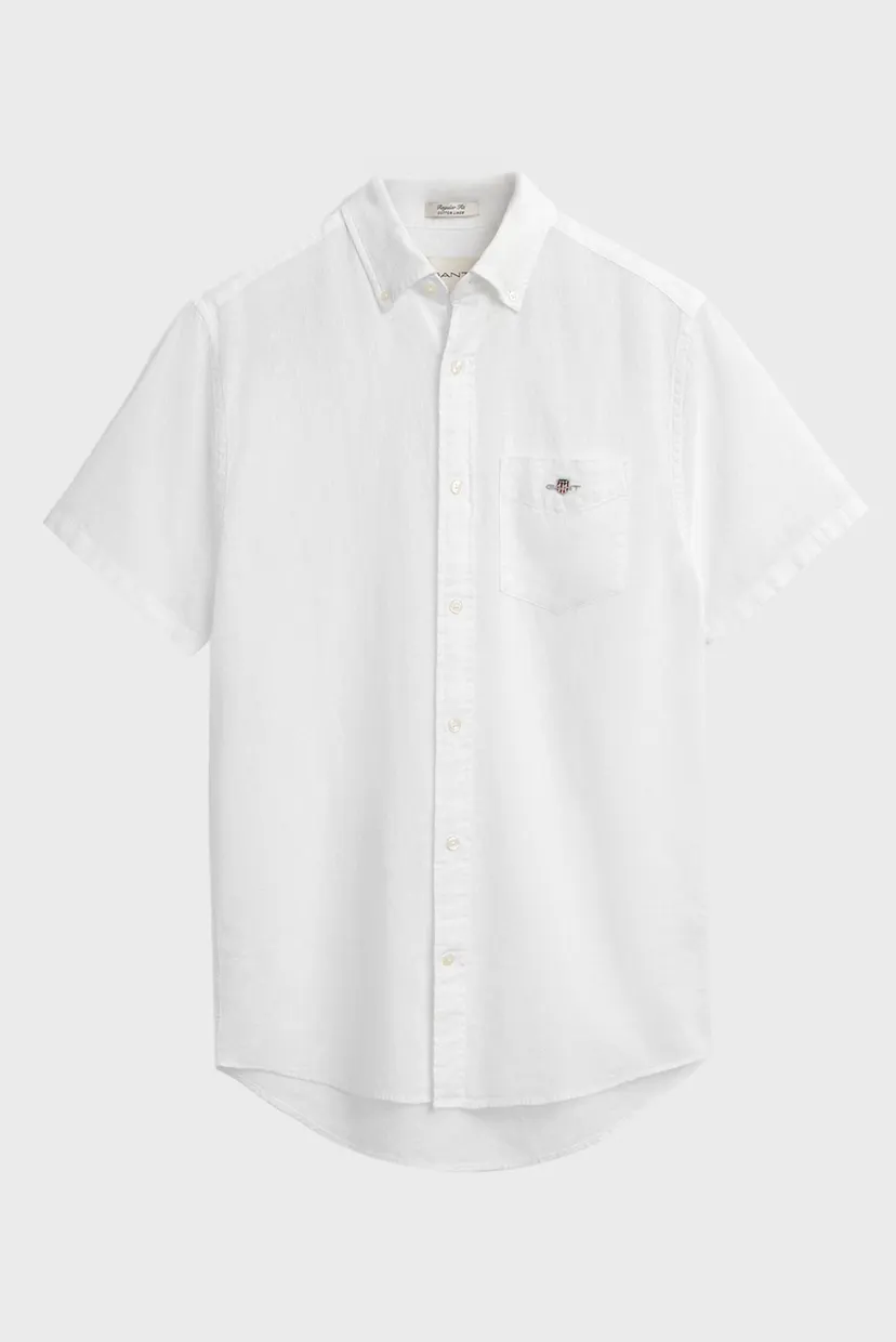 Мужская белая льняная рубашка REG COTTON LINEN SS SHIRT 6