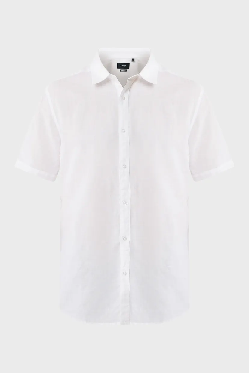 Чоловіча біла лляна сорочка BRANDON Basic linen shirt short sleeve 5