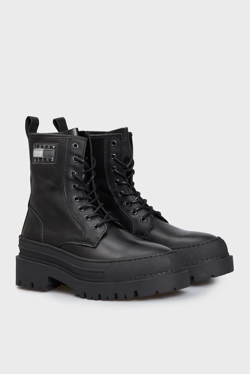 Женские черные кожаные ботинки TJW FOXING LACE UP 3