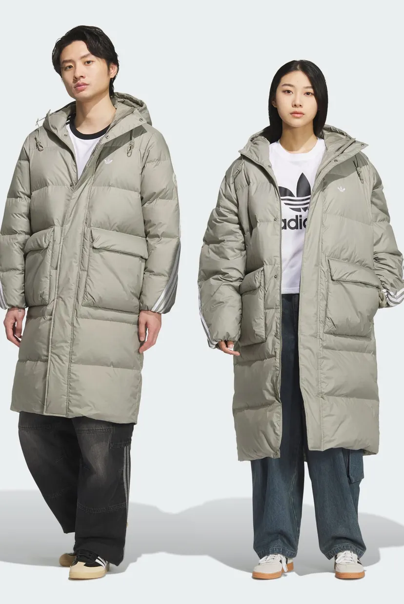 Оливковая куртка 3-Stripes Long Down (унисекс) adidas KF3698 — MD