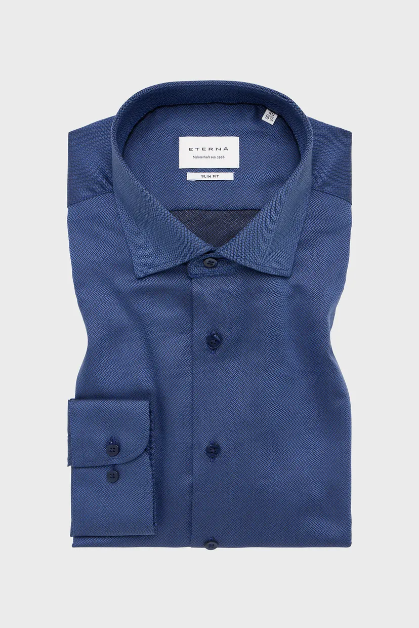 Чоловіча темно-синя сорочка з візерунком SLIM FIT 5