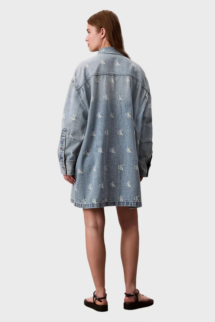 Женское голубое джинсовое платье с узором SHIRTDRESS 3