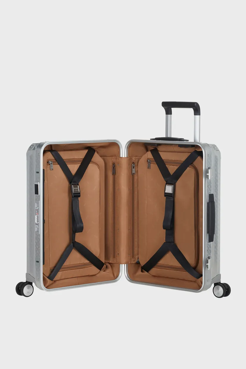 Серебристый чемодан 55 см LITE-BOX ALU / BOSS ALUMINIUM MONOGRAM 4