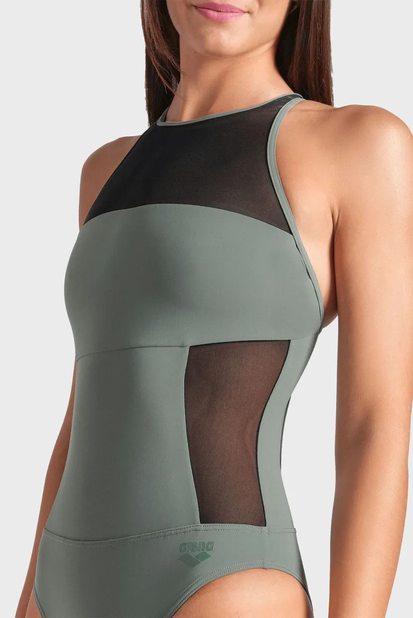 Женский оливковый купальник MESH PANELS SWIM PRO 4