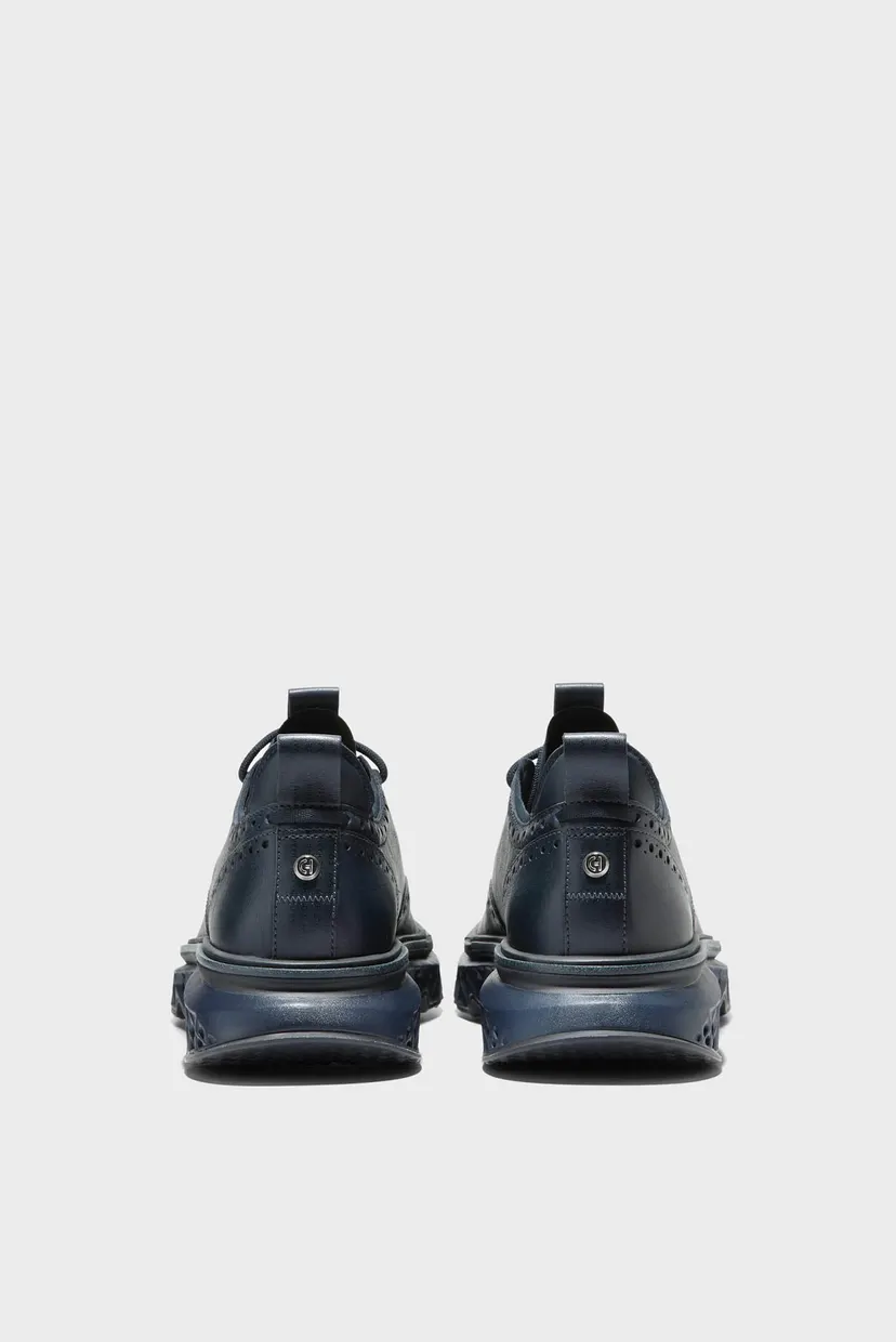 Чоловічі темно-сині шкіряні кросівки 5.ZERØGRAND Wingtip Oxford 4