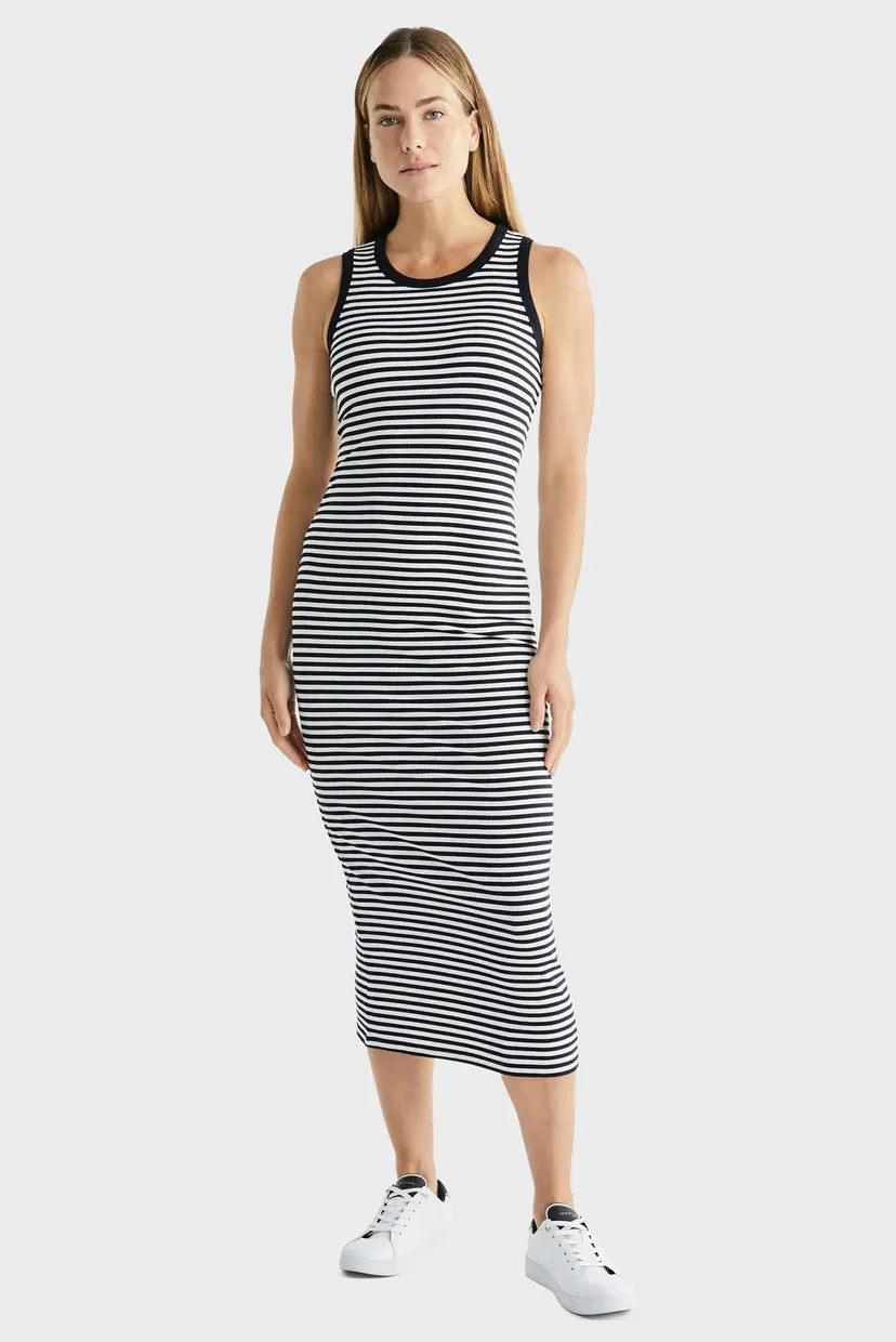 Женское платье в полоску SLIM 5X2 STR RIB MIDI 3