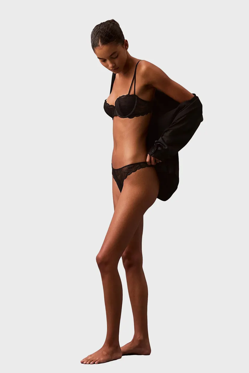 Женские черные трусики THONG 6