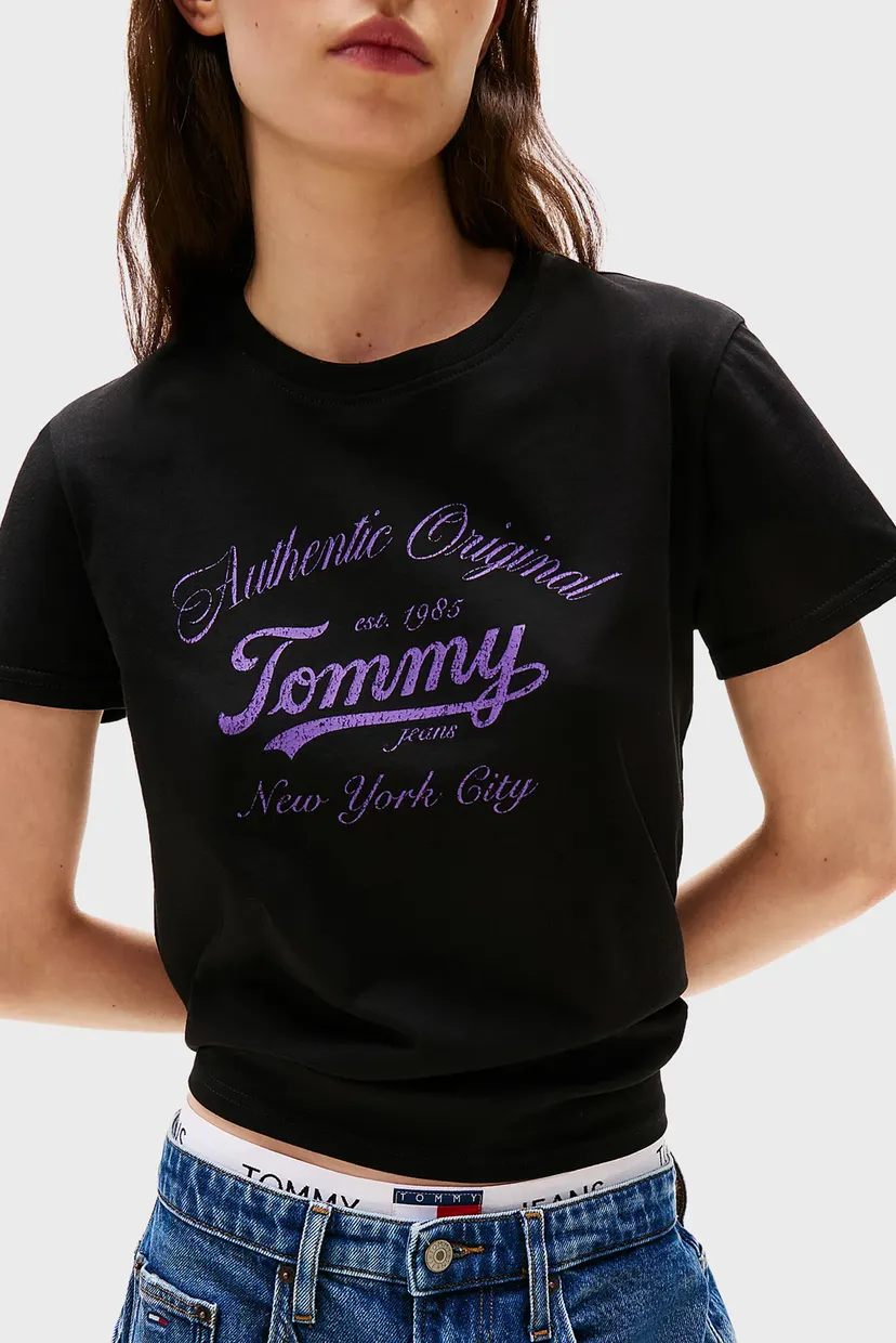 Жіноча чорна футболка TJW REG ESSENTIAL LOGO 1 4
