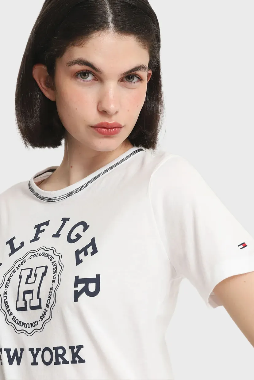 Жіноча біла футболка REG VARSITY HILFIGER 4