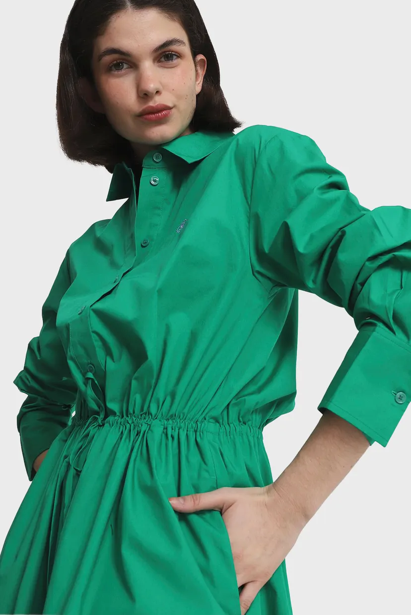 Женское зеленое платье MD BLOUSON LS MIDI SHIRT DRESS 4