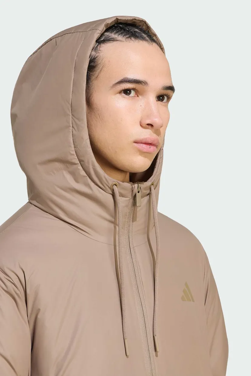 Мужская бежевая куртка Essentials CLIMAWARM 3-Stripes Insulated Hooded 4