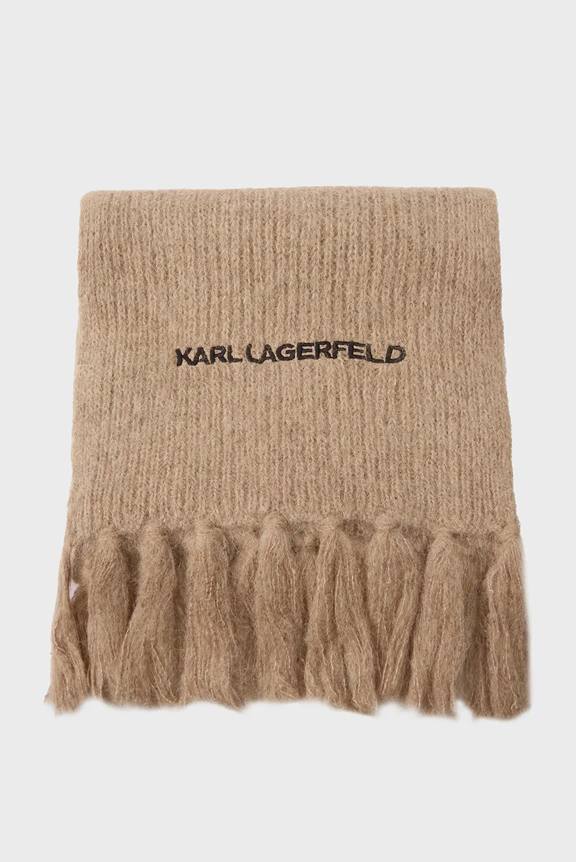 Женский бежевый шерстяной шарф K ESSENTIAL KNIT SCARF 3
