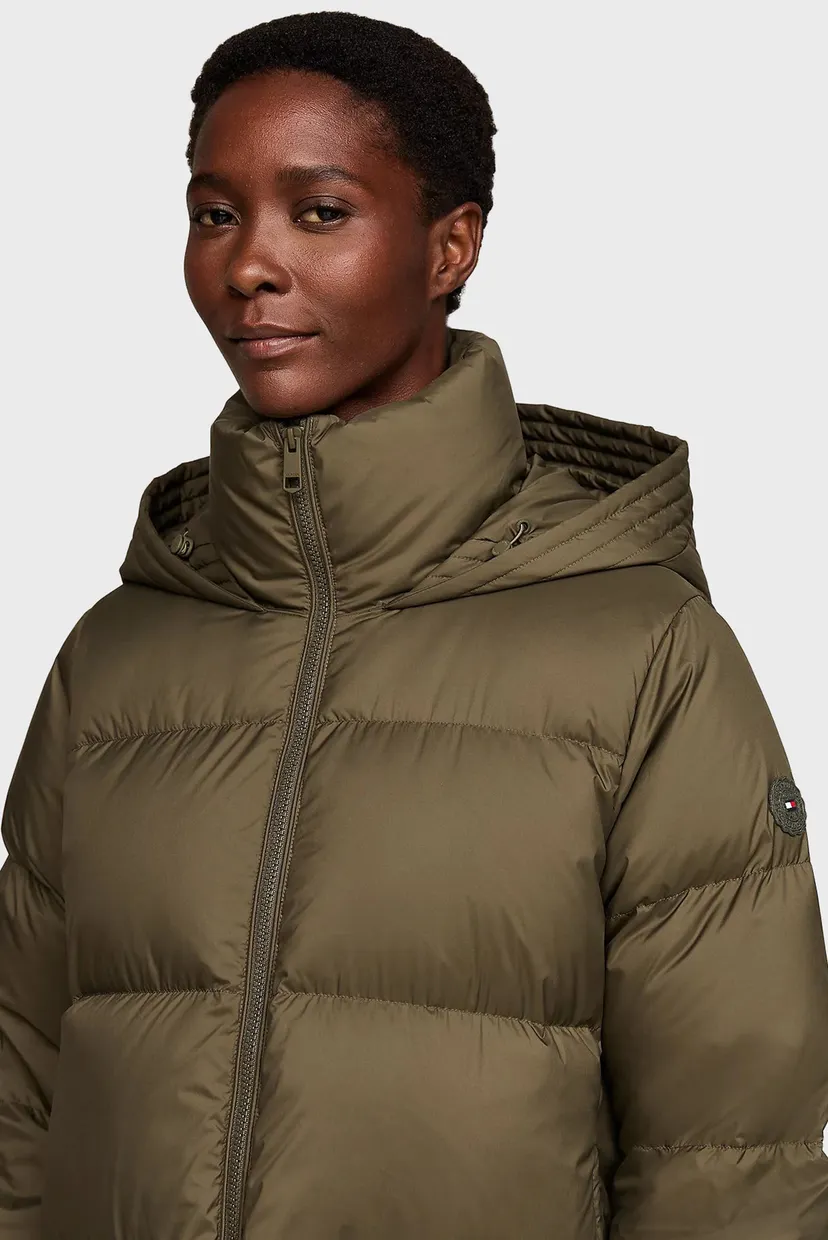 Женский оливковый пуховик HW DOWN CASUAL MAXI Tommy Hilfiger