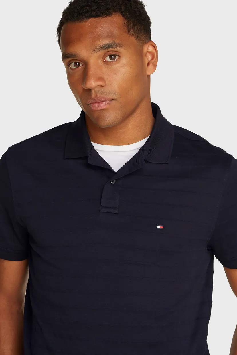 Чоловіче темно-синє поло у смужку JACQUARD STRIPE REG POLO 4