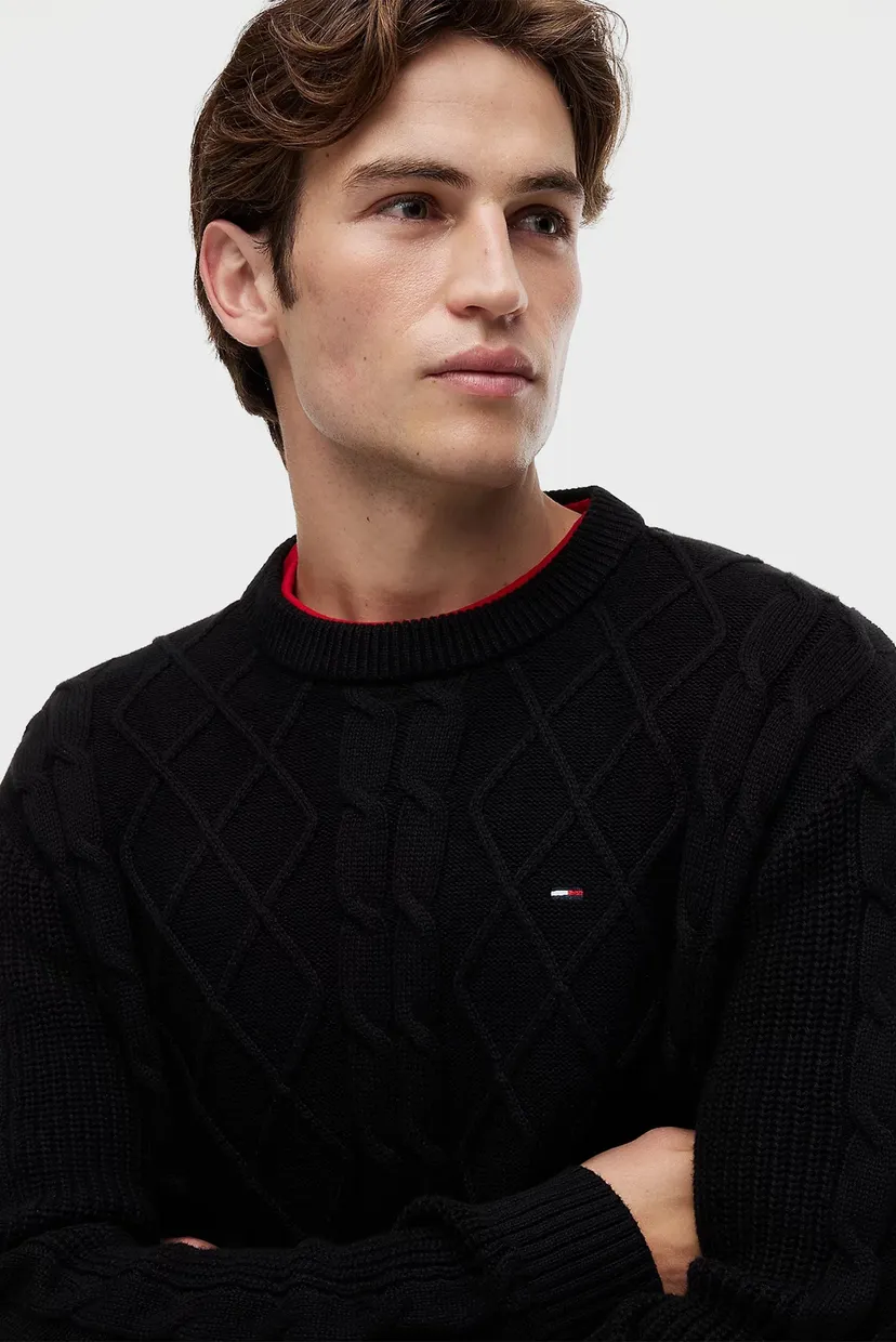 Мужской черный свитер REG CABLE KNIT SWEATER 4