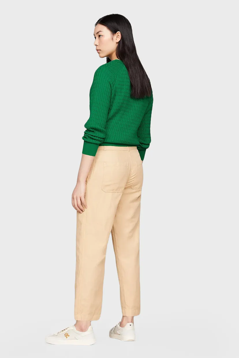 Женские бежевые брюки COTTON LINEN SLIM STRAIGHT 3
