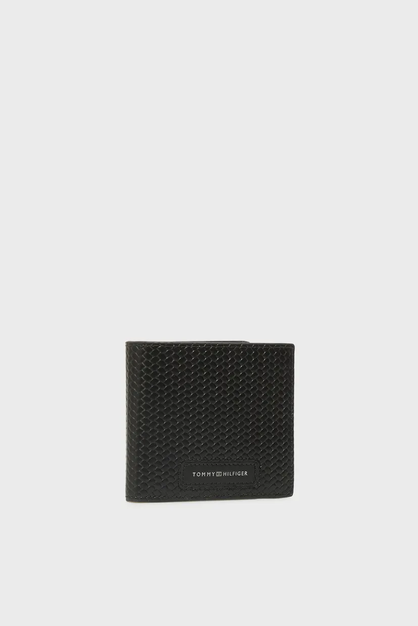 Мужской черный кожаный кошелек WOVEN TEXTURE CC & COIN 3