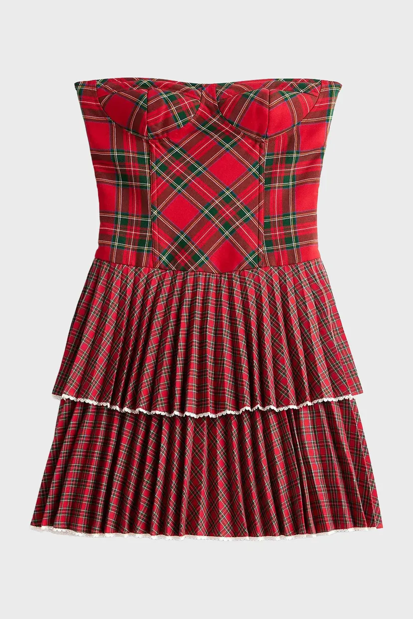 Женское красное платье в клетку TOMMY GIRL TARTAN BUSTIER 6