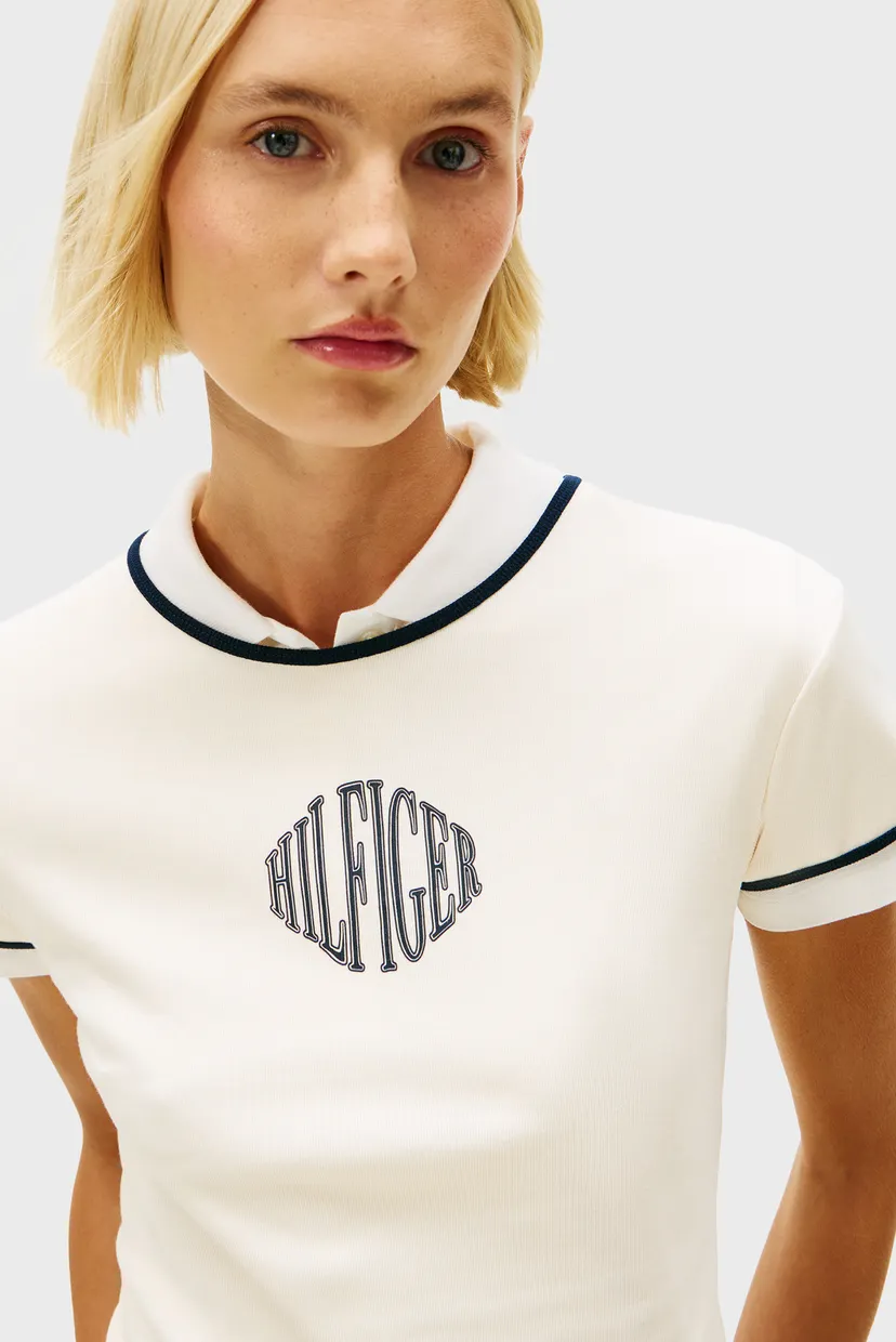 Женская белая футболка VARSITY SLIM 4