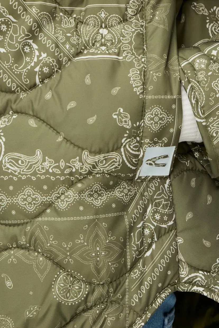 Женская оливковая куртка с узором 5