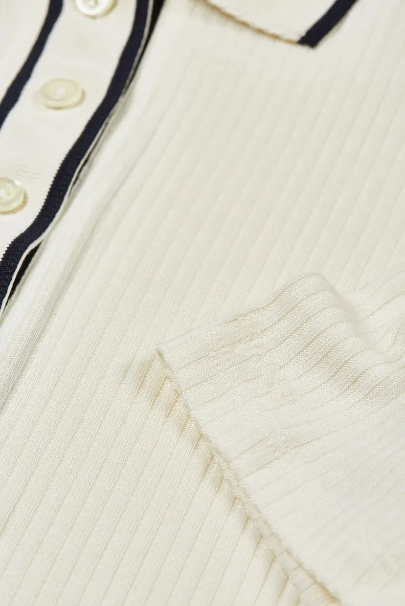 Женское белое поло LIGHTWEIGHT RIBBED SS POLO 3