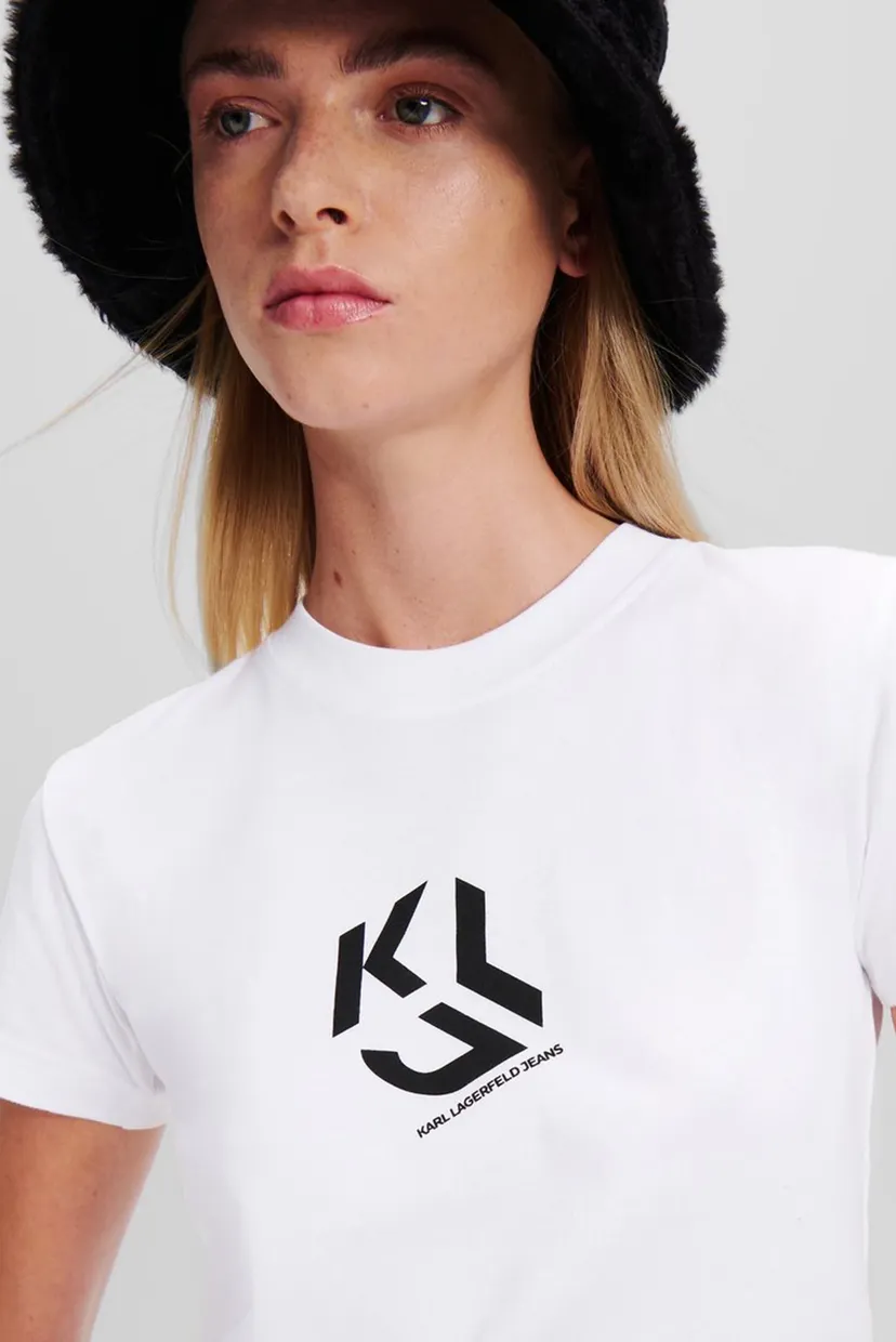 Жіноча біла футболка klj slim fit monogram 4