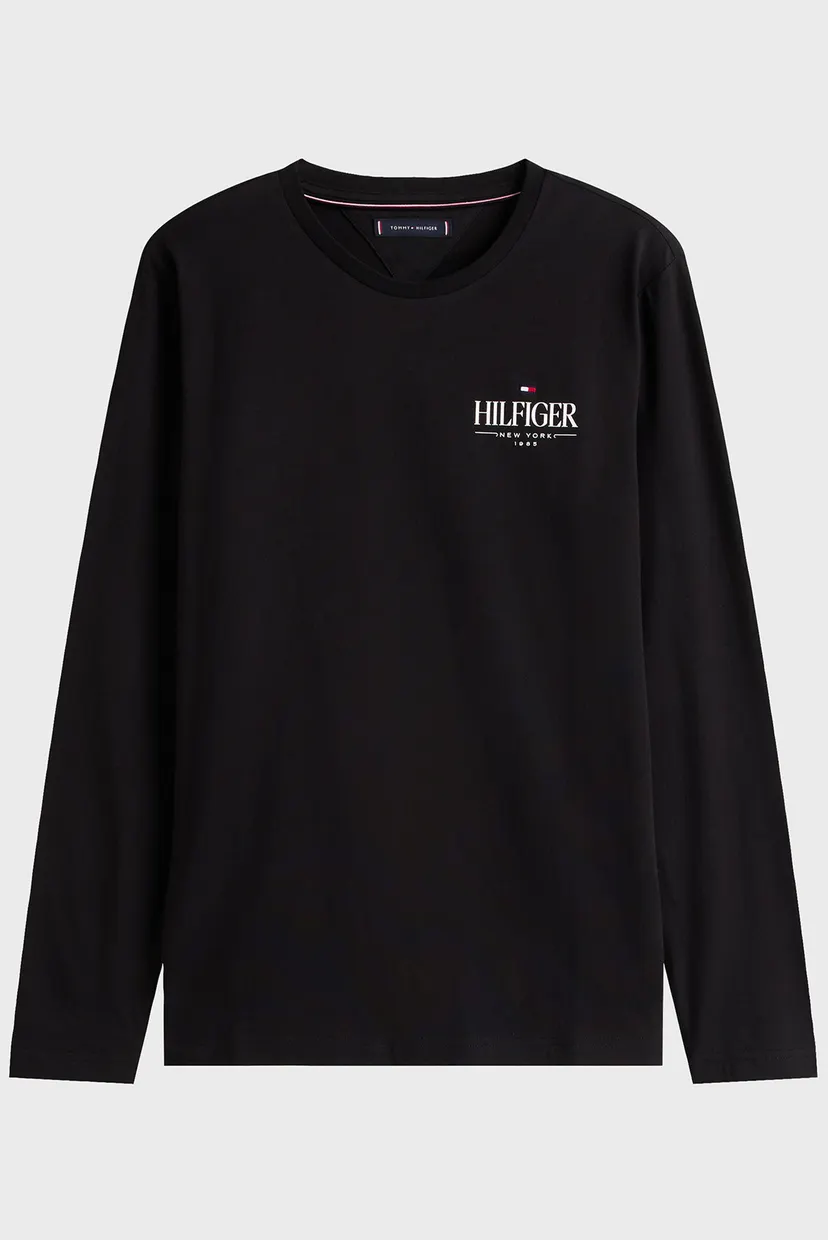 Чоловічий чорний лонгслів HILFIGER STACK 4